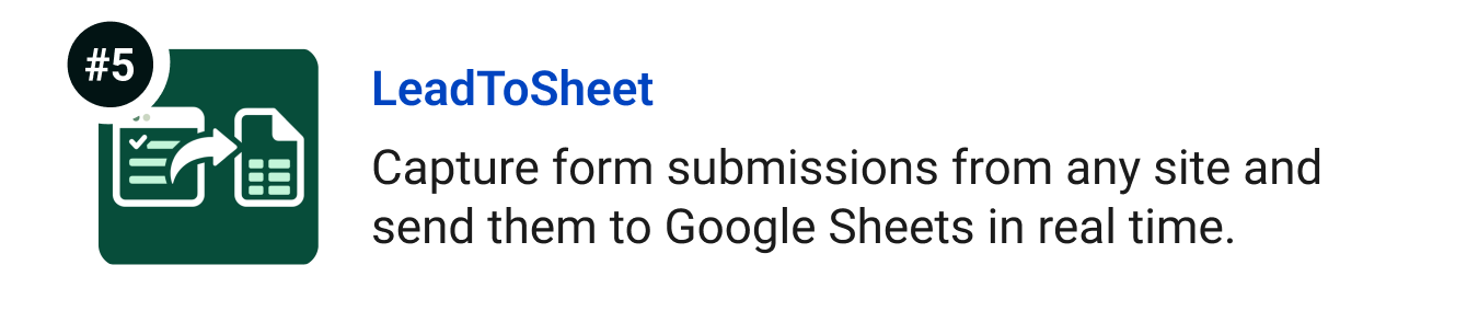 LeadToSheet - Capture form submissions from any site and send them to Google Sheets in real time.