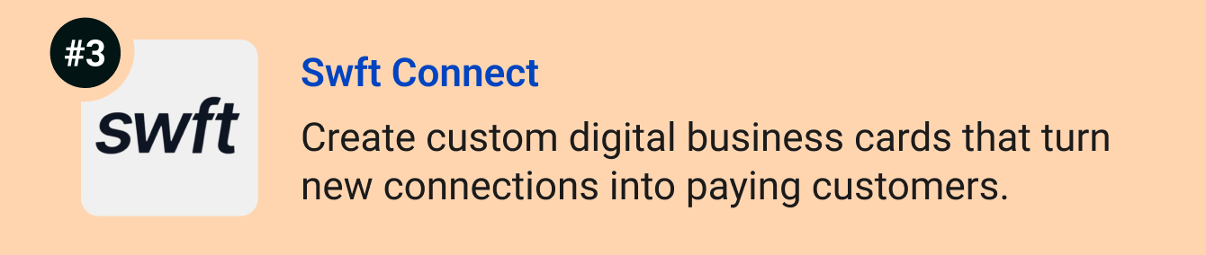 Swft Connect - Create custom digital business cards that follow up turn new connections into paying customers.