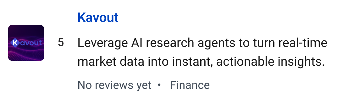 Kavout: Leverage AI research agents to turn real-time market data into instant, actionable insights.