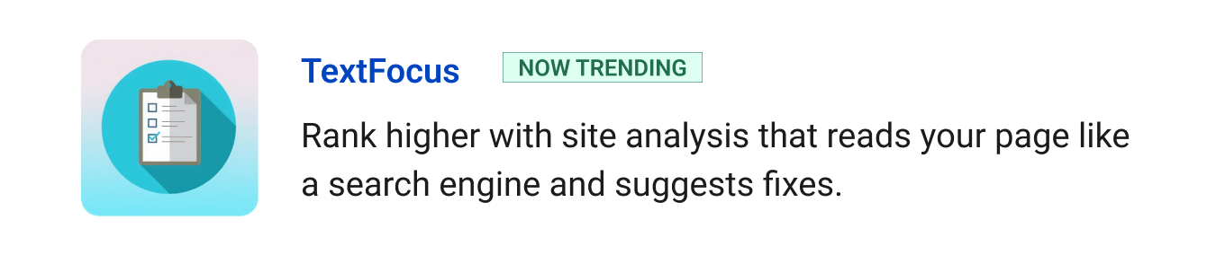 Trending: TextFocus - Rank higher with real-time site analysis that reads your page like a search engine and suggests fixes.