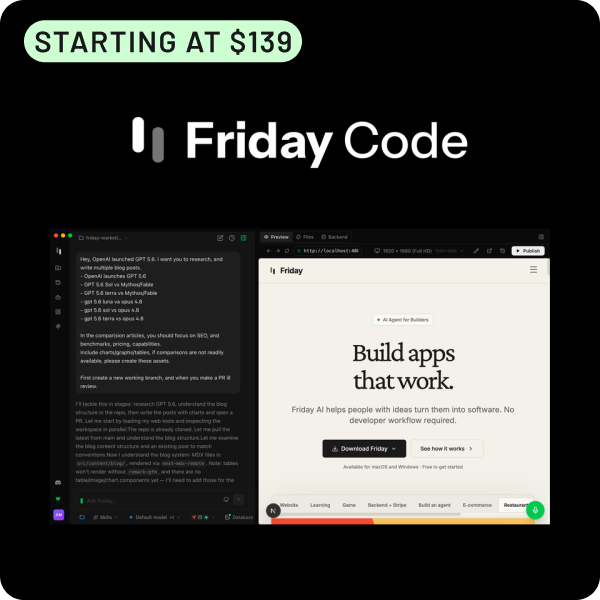 Shop Friday Code (starting at $139)
