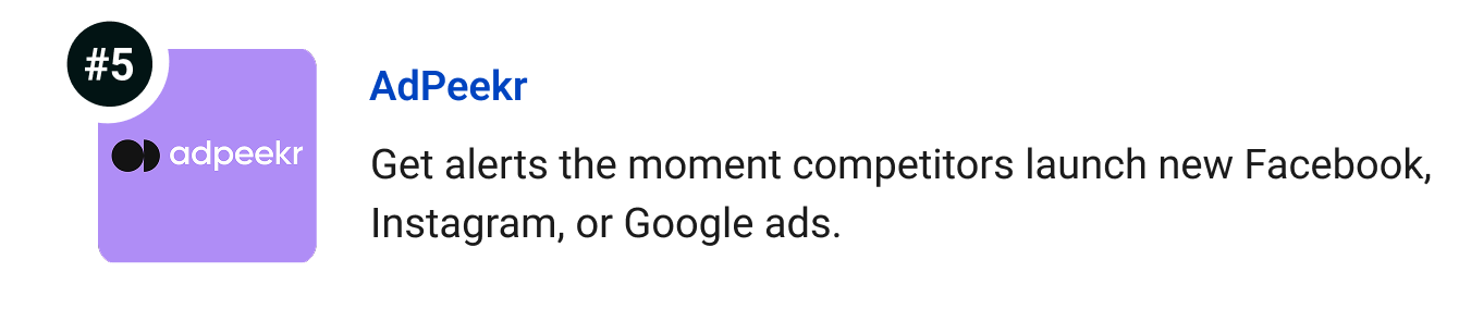 AdPeekr - Get alerts the moment competitors launch new Facebook, Instagram, or Google ads.