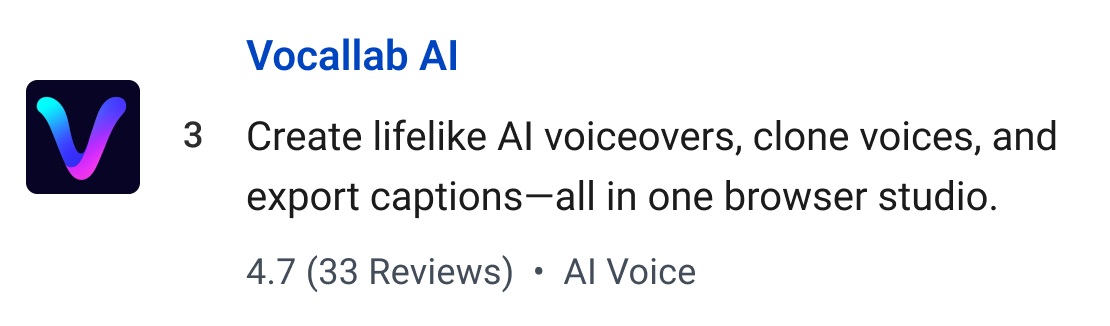 Vocallab AI: Create lifelike AI voiceovers, clone voices, and export captions—all in one browser studio.