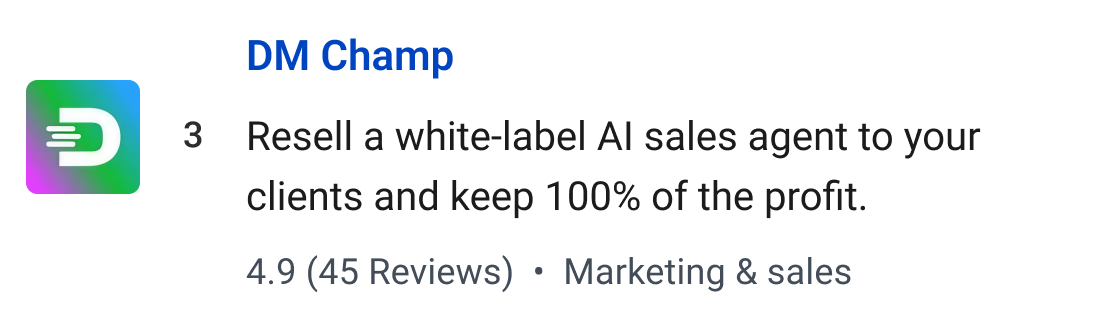 DM Champ: Resell a white-label AI sales agent to your clients and keep 100% of the profit
