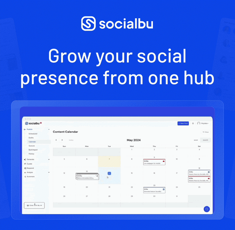 SocialBu: Grow your social presence from one hub.