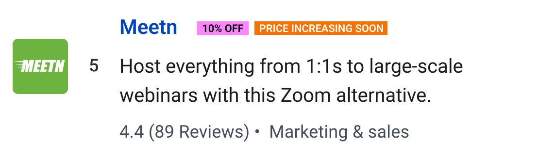 Meetn (10% off for Black Friday): Host everything from 1:1s to large-scale webinars with this Zoom alternative.