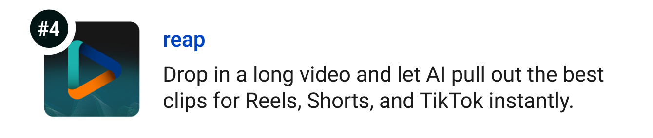 reap - Drop in a long video and let AI pull out the best clips for Reels, Shorts, and TikTok instantly.