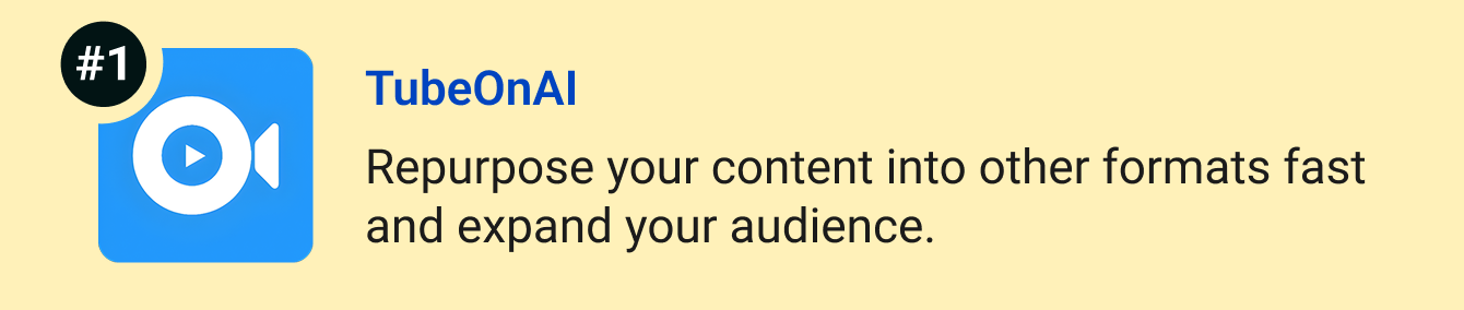 TubeOnAI - Repurpose your content into other formats fast and expand your audience.