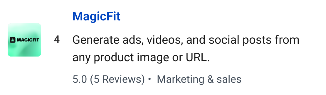 MagicFit: Generate ads, videos, and social posts from any product image or URL.