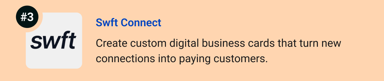 Swft Connect - Create custom digital business cards that follow up turn new connections into paying customers.