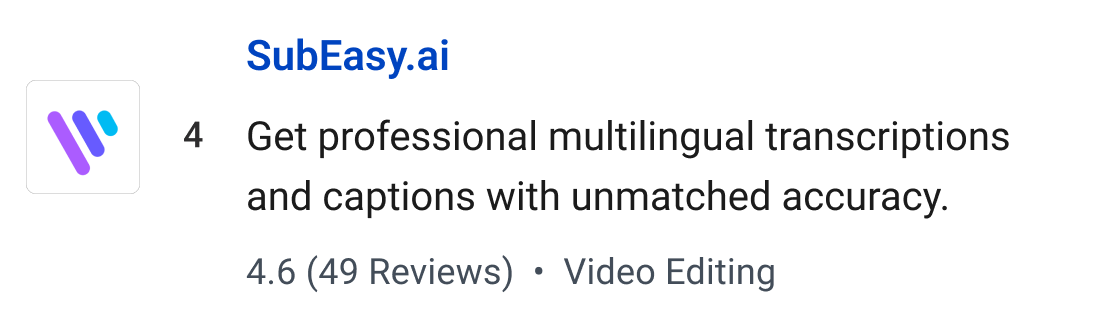 SubEasy.ai: Get professional multilingual transcriptions and captions with unmatched accuracy.