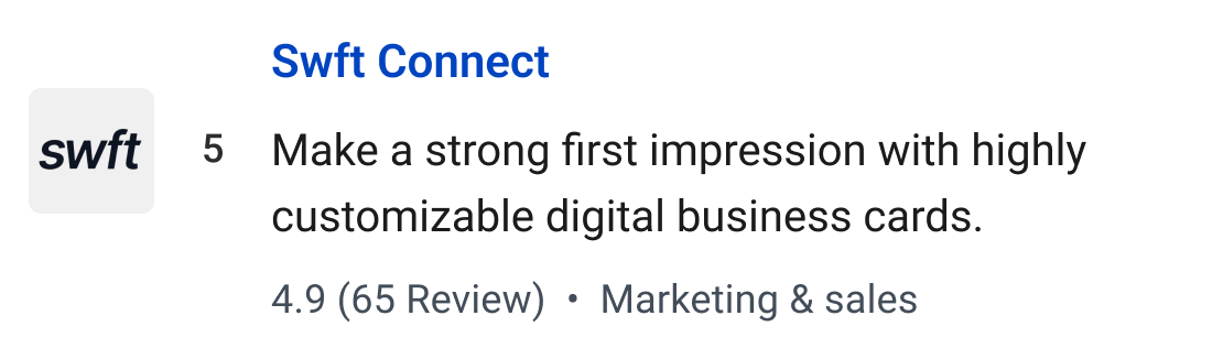 Swft Connect: Make a strong first impression with highly customizable digital business cards.