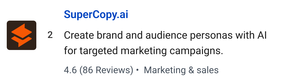 SuperCopy.ai: Create brand and audience personas with AI for targeted marketing campaigns.