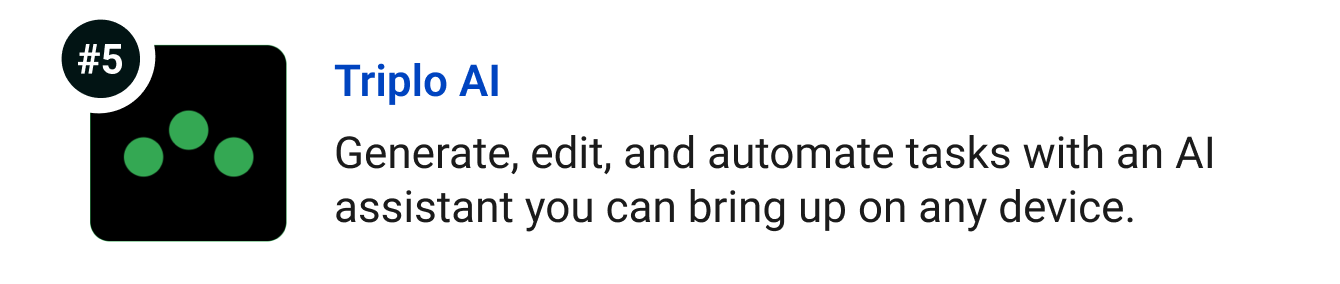 Triplo AI - Generate, edit, and automate tasks with an AI assistant you can bring up on any device.