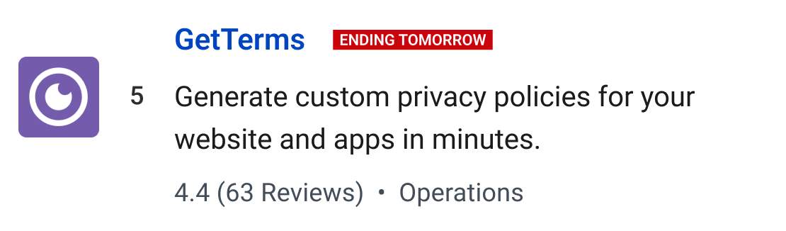 GetTerms: Generate custom privacy policies for your website and apps in minutes.