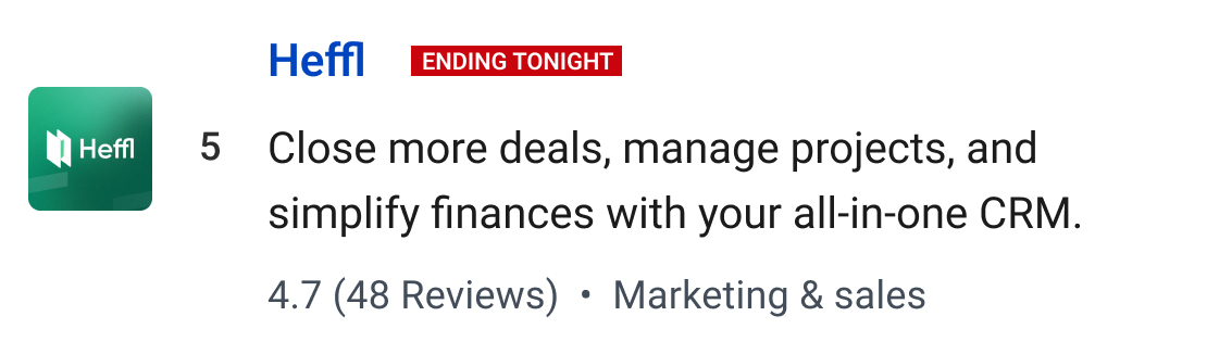 Heffl: Close more deals, manage projects, and simplify finances with your all-in-one CRM.