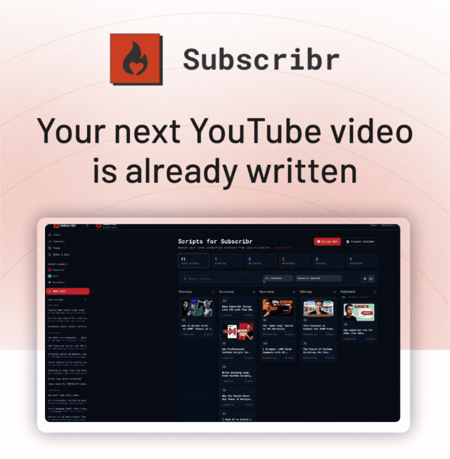 Subscribr Your next YouTube video is already written