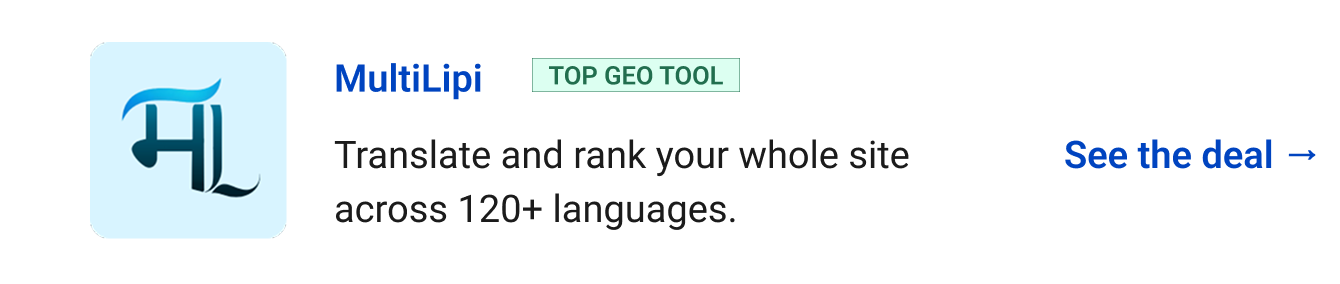 MultiLipi - Translate and rank your whole site across 120+ languages. See the deal →