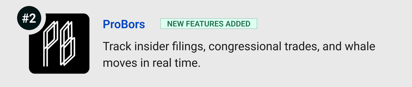 ProBors (New features added) - Track insider filings, congressional trades, and whale moves in real time.