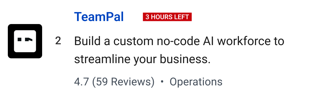 TeamPal: Build a custom no-code AI workforce to streamline your business.