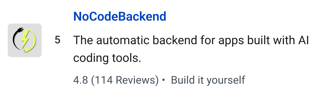 NoCodeBackend: The automatic backend for apps built with AI coding tools