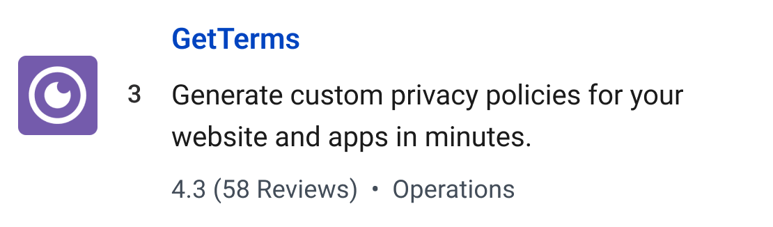 GetTerms: Generate custom privacy policies for your website and apps in minutes.