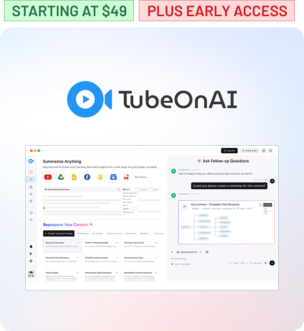 Shop TubeOnAI (Starting at $49, Plus Early Access))