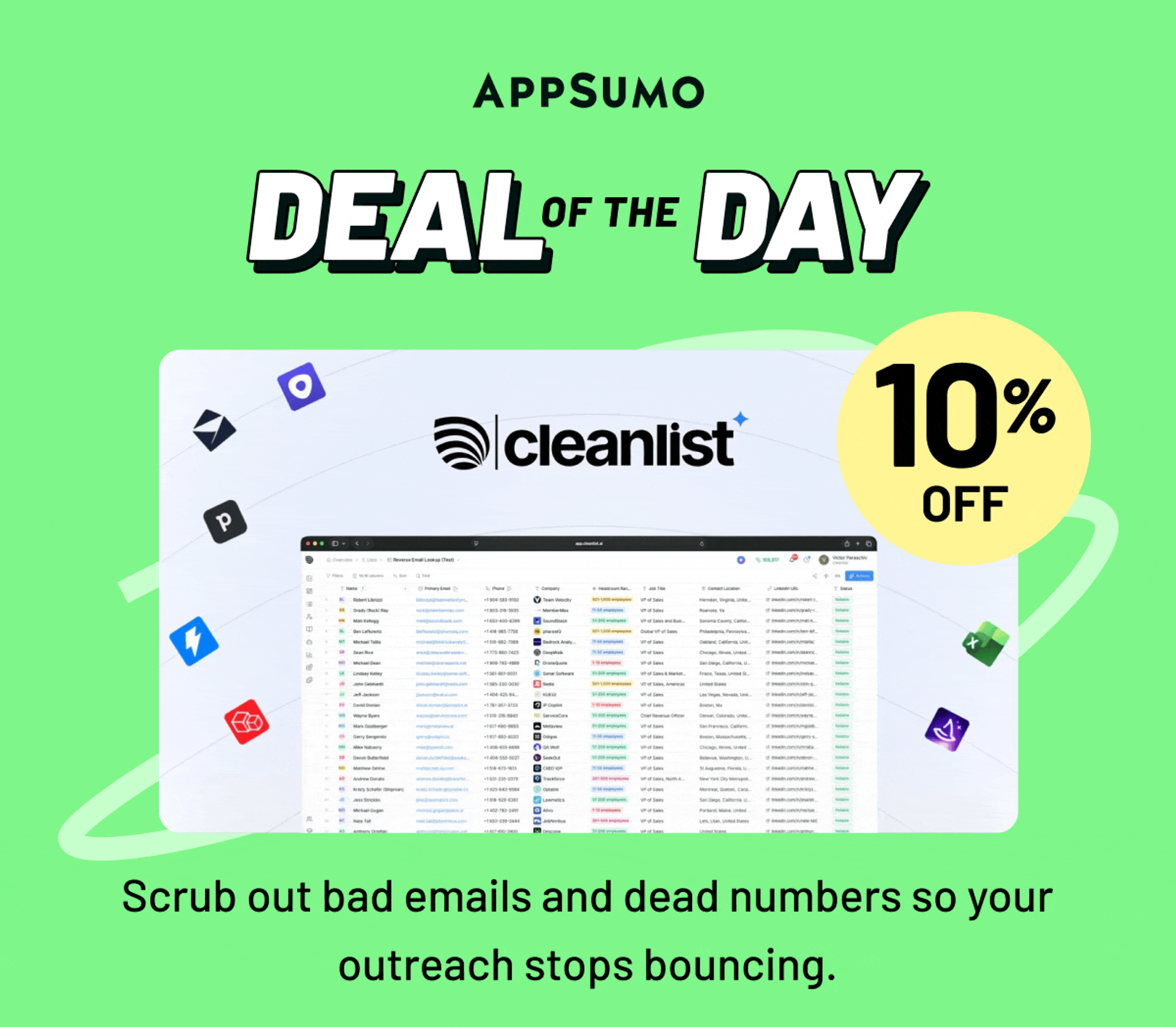 Deal of the Day: Cleanlist AI. Scrub out bad emails and deal numbers so your outreach stops bouncing.