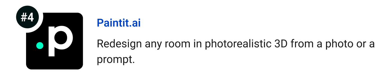 Paintit.ai - Redesign any room in photorealistic 3D from a photo or a prompt.