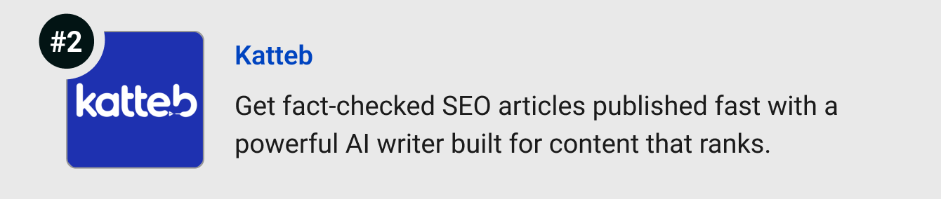 Katteb - Get fact-checked, SEO-friendly articles out the door fast with a powerful AI writer built for content that ranks.
