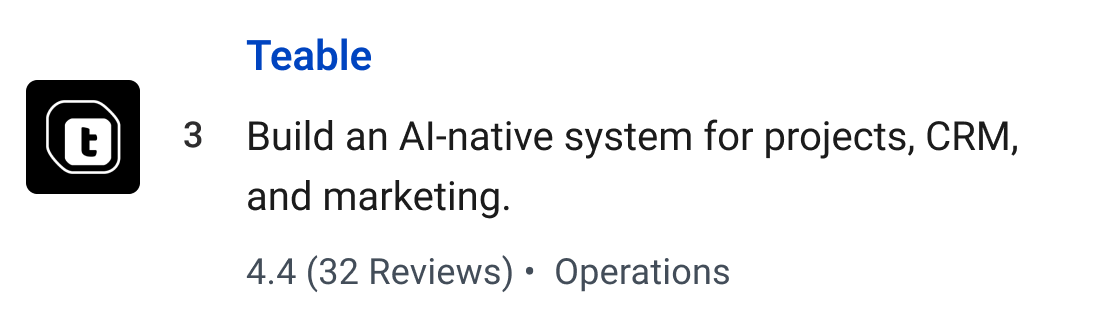 Teable: Build an AI-native system for projects, CRM & marketing.