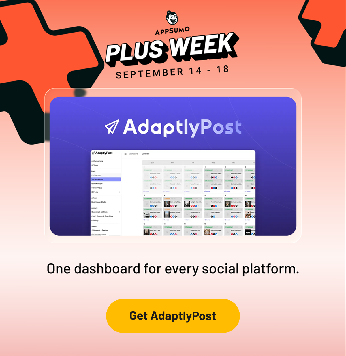 AdaptlyPost: One dashboard for every social platform.