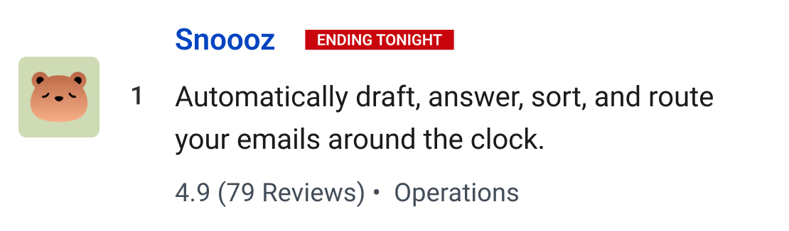 Snoooz: Automatically draft, answer, sort, and route your emails around the clock.