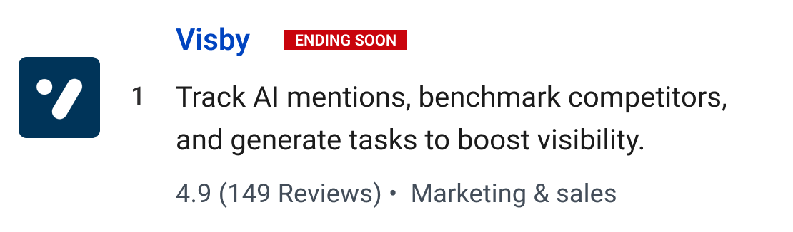 Visby: Track AI mentions, benchmark competitors, and generate tasks to boost visibility.