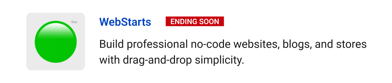 Leaving Soon: WebStarts (ending soon) - Build professional no-code websites, blogs, and stores with drag-and-drop simplicity.