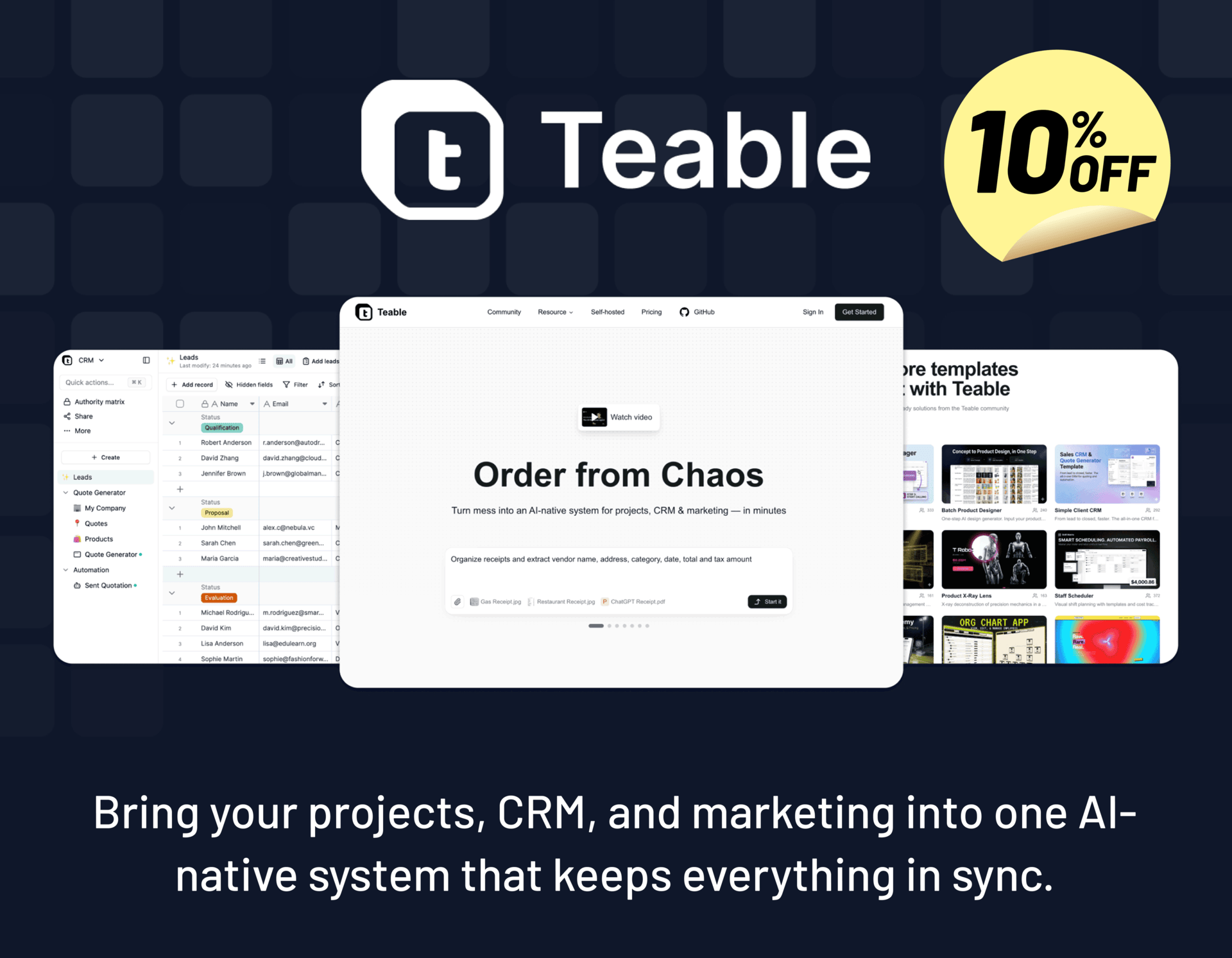 Teable: Leaving soon. Gone in two days - Bring your projects, CRM, and marketing into one AI-native system that keeps everything in sync.