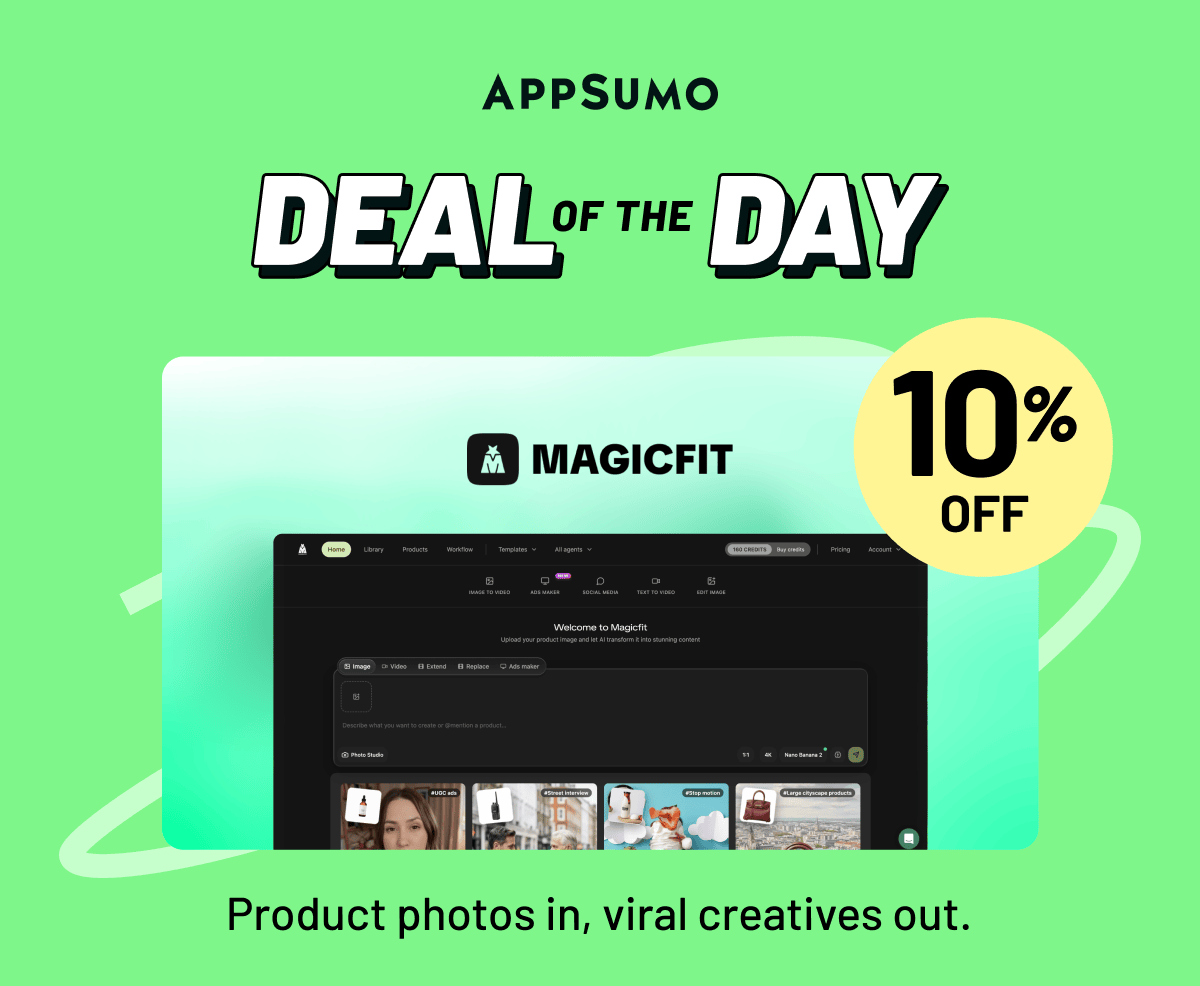 Deal of the day: MagicFit. Product photos in, viral creatives out.