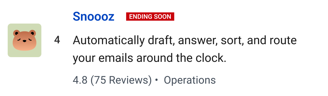 Snoooz: Automatically draft, answer, sort, and route your emails around the clock.