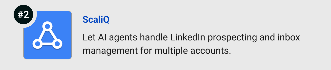 ScaliQ - Let AI agents handle LinkedIn prospecting and inbox management for multiple accounts.