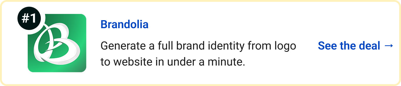 Brandolia - Generate a full brand identity from logo to website in under a minute. See the deal →