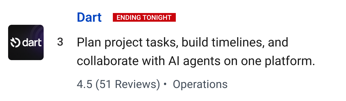 Dart: Plan project tasks, build timelines, and collaborate with AI agents on one platform.