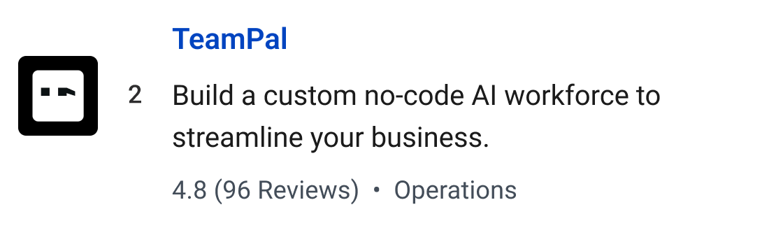 TeamPal: Build a custom no-code AI workforce to streamline your business.