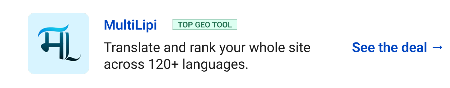 MultiLipi - Translate and rank your whole site across 120+ languages. See the deal →