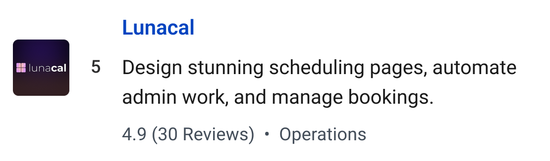 Lunacal: Design stunning scheduling pages, automate admin work, and manage bookings.