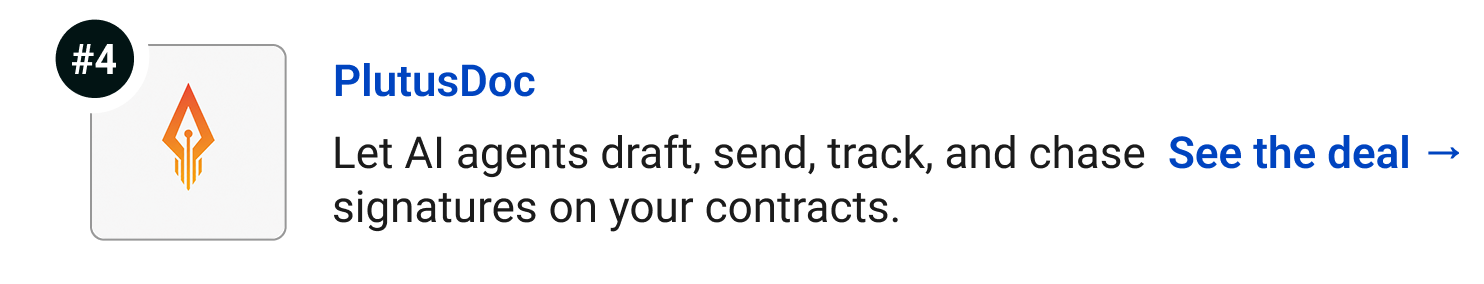 PlutusDoc - Let AI agents draft, send, track, and chase signatures on your contracts. See the deal →