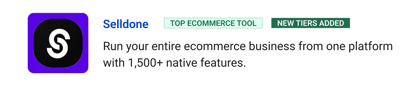 Selldone (Top Ecommerce tool, New tiers added) - Run your entire ecommerce business from one platform with 1,500+ native features and zero plugin dependencies.