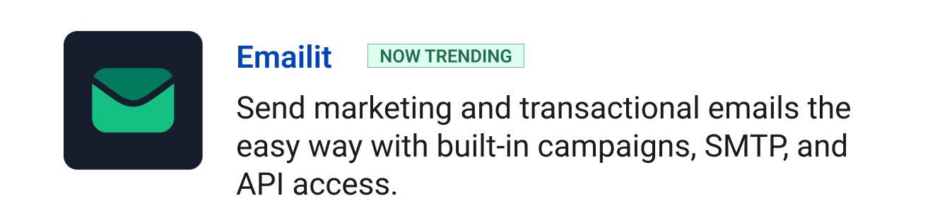 Trending: Emailit - Send emails at scale with built-in campaigns, audiences, SMTP, and API access.
