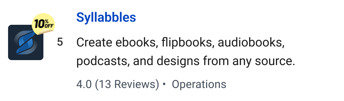 Syllabbles: Create ebooks, flipbooks, audiobooks, podcasts, and designs from any source.