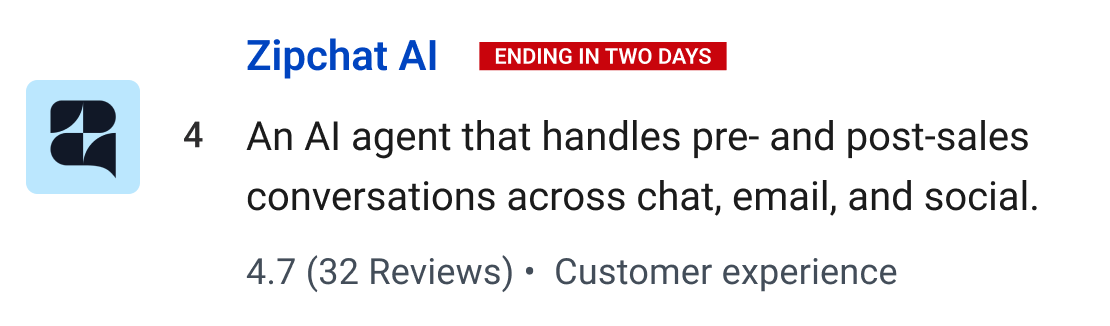 Zipchat AI: An AI agent that handles pre- and post-sales conversations across chat, email, and social.