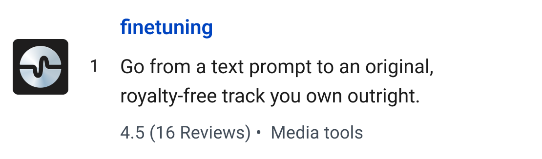 finetuning: Go from a text prompt to an original, royalty-free track you own outright.